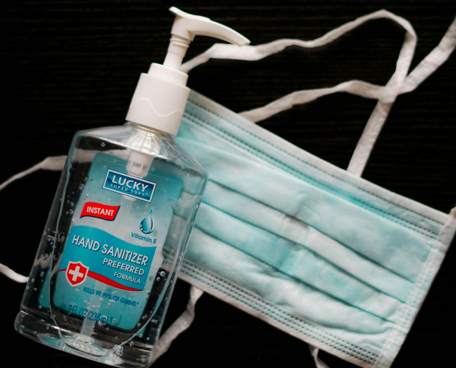 blue hand sanitizer pump bottle